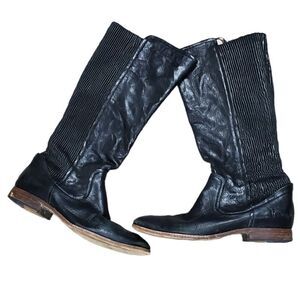 Frye Melissa Scrunch Black Tall Leather Boots